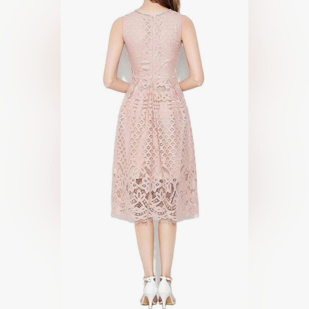 🛍️ Women's Lace Cocktail Dress, XL, Pink - Picture 2 of 4